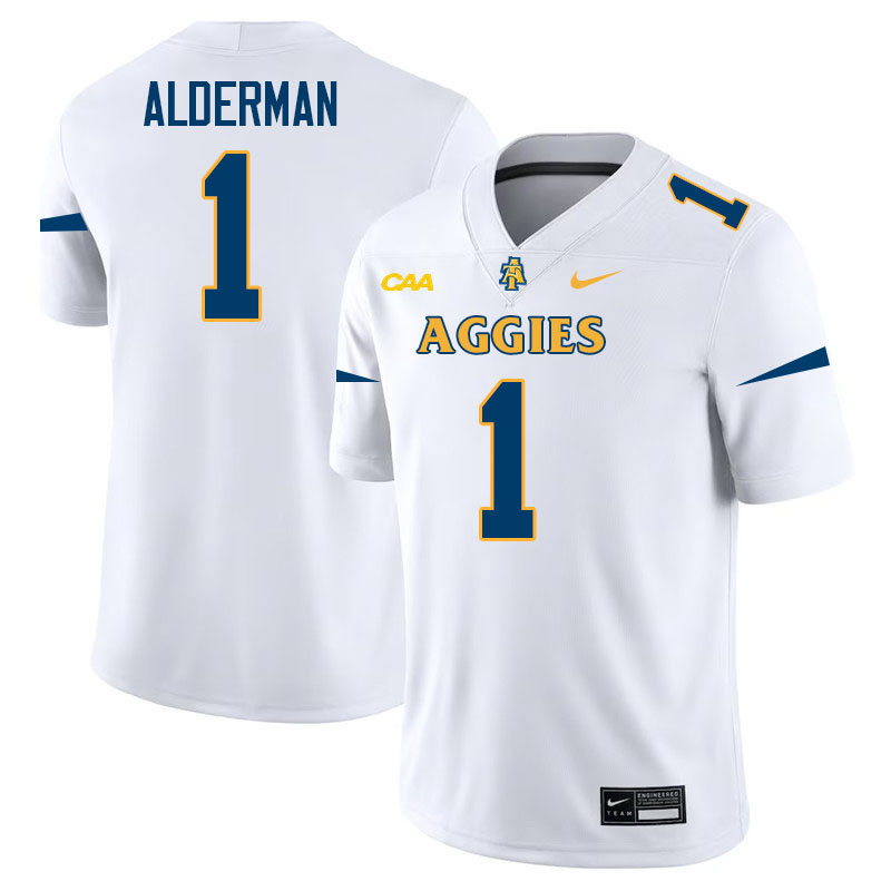 North Carolina A&T Aggies #1 Tim Alderman College Football Jerseys,Uniforms-White